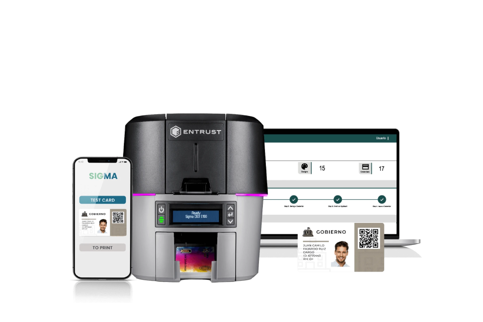 Impresora de carnets Entrust Sigma DS3 de 600 dpi para la solución Pro